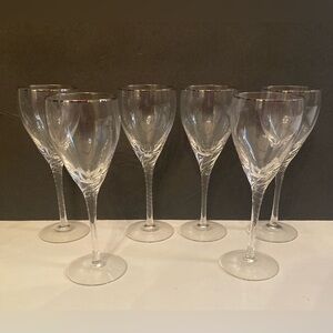 Lenox Millennium Encore Platinum Crystal Wine glasses 6 piece set swirl stem 8”
